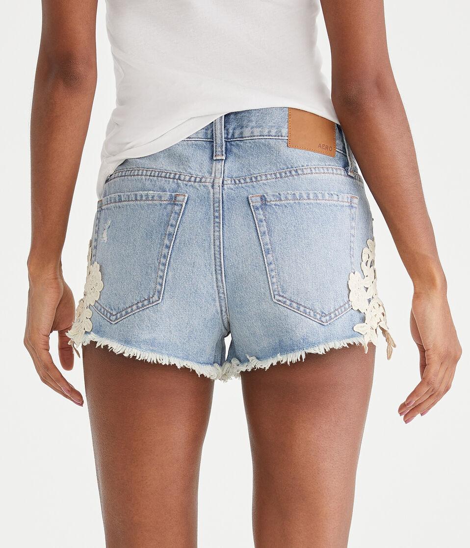 Aéropostale Vintage High-Rise Denim Shorty Shorts Medium Wash