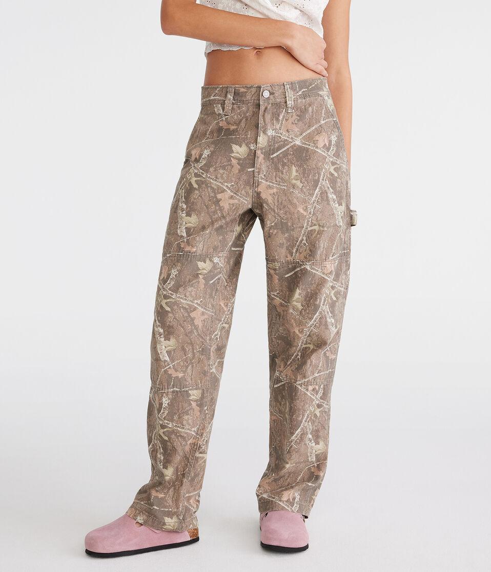 Aéropostale Wilderness Print Carpenter Pants Camo Brown