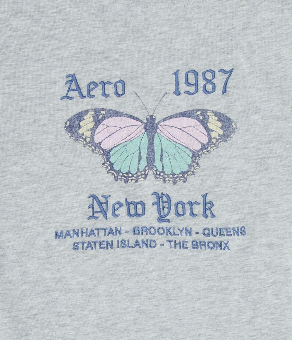 Aéropostale Aero 1987 Butterfly Graphic Tee Light Heather Grey