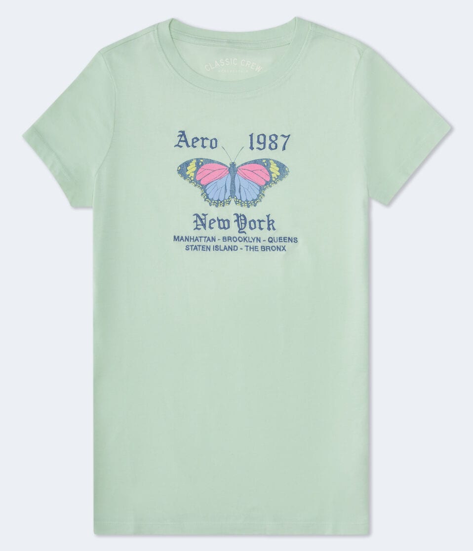 Aéropostale Aero 1987 Butterfly Graphic Tee Pale Vista