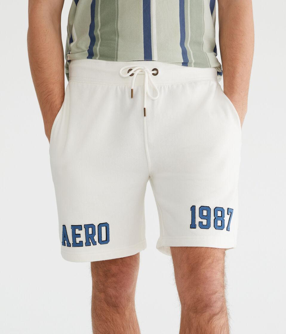 Aéropostale Aero 1987 Heritage Fleece Shorts 7" Egret White