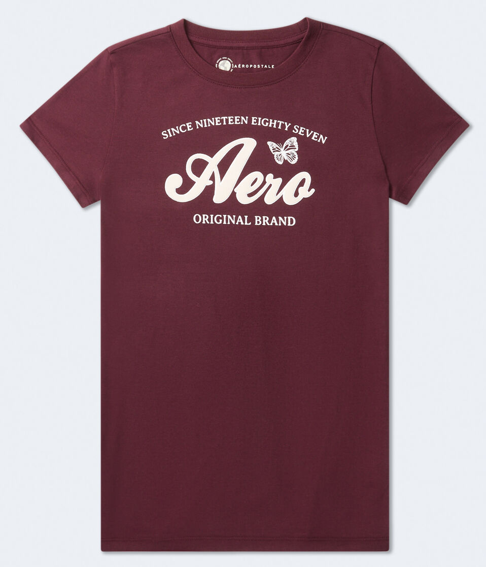 Aéropostale Aero Arch Butterfly Foil Graphic Tee Bloomsberry