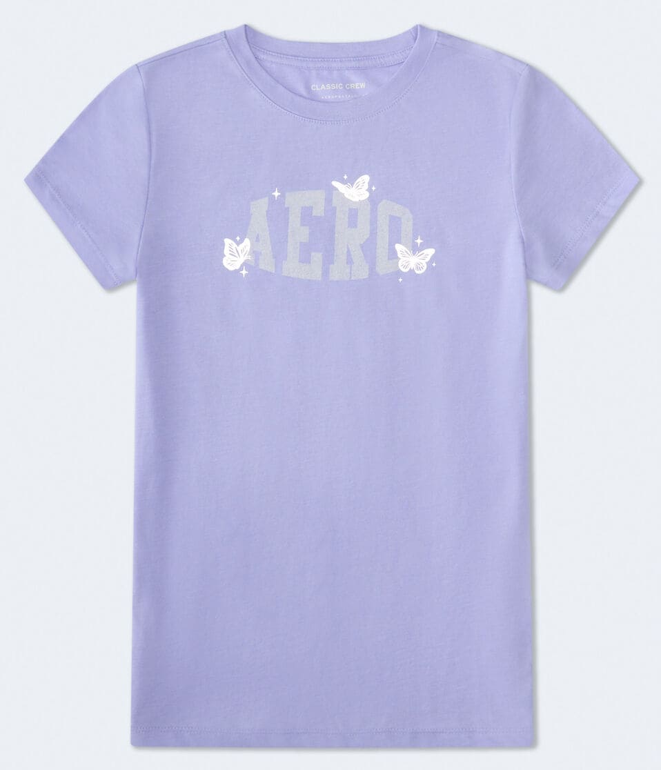 Aéropostale Aero Butterflies Foil Graphic Tee Sweet Lavender