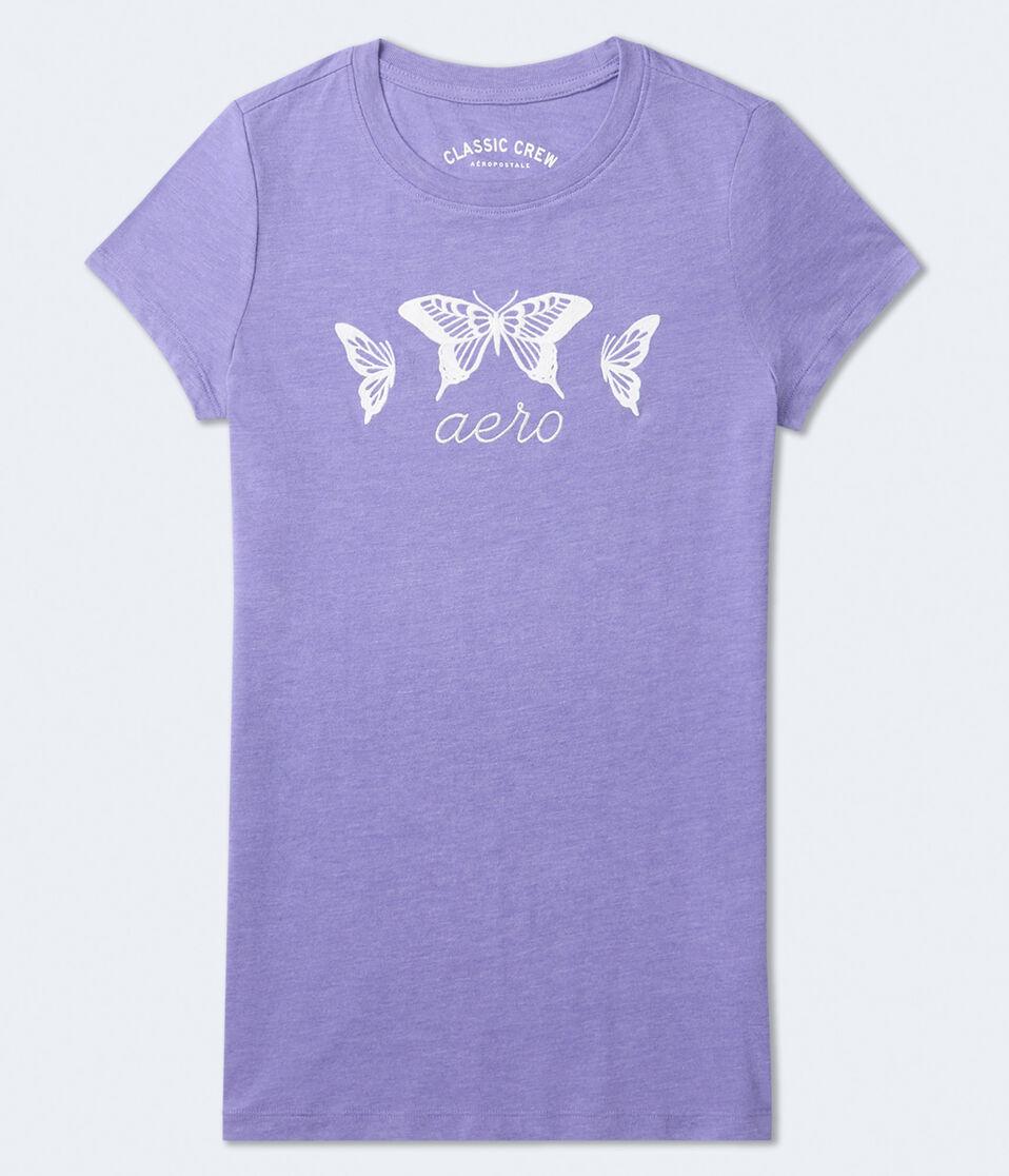 aéropostale Aero Butterflies Graphic Tee fairy purple