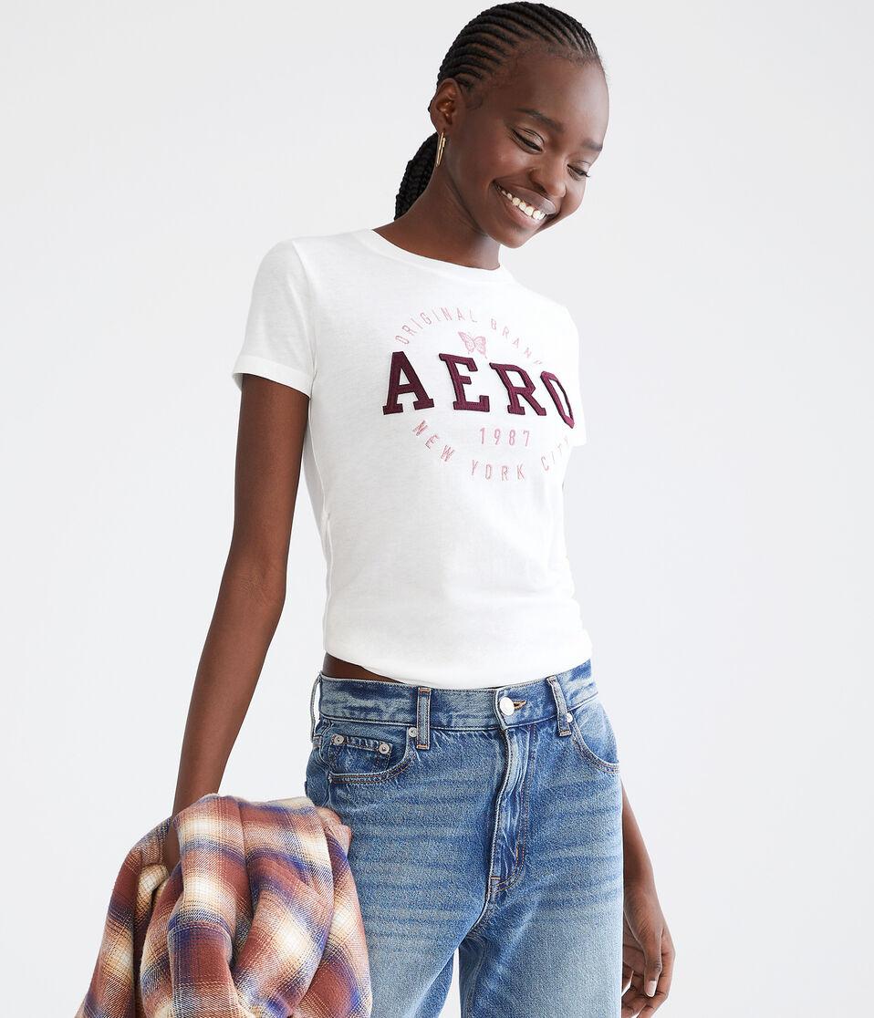 aéropostale Aero Circle Butterfly Appliqué Graphic Tee cream