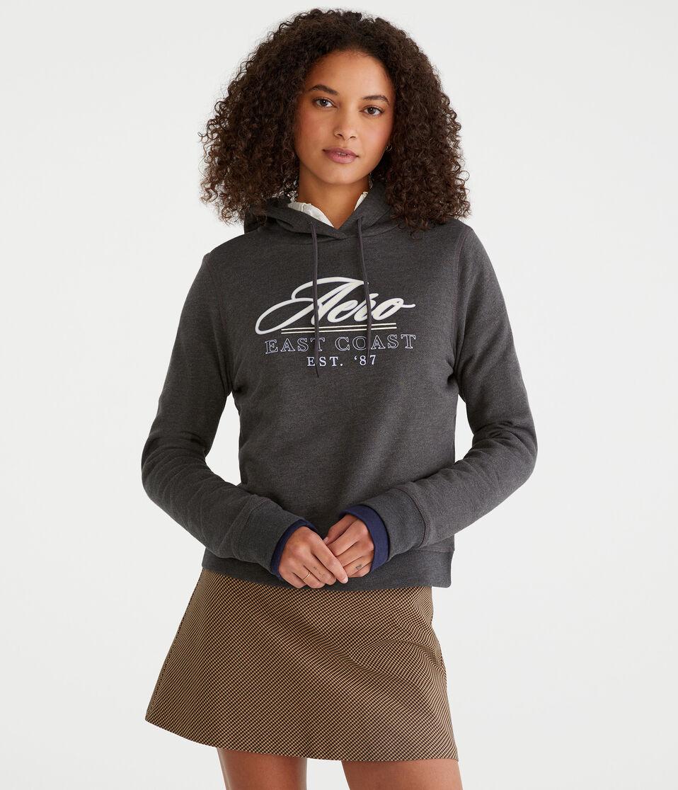 aéropostale Aero East Coast Pullover Hoodie charcoal heather grey