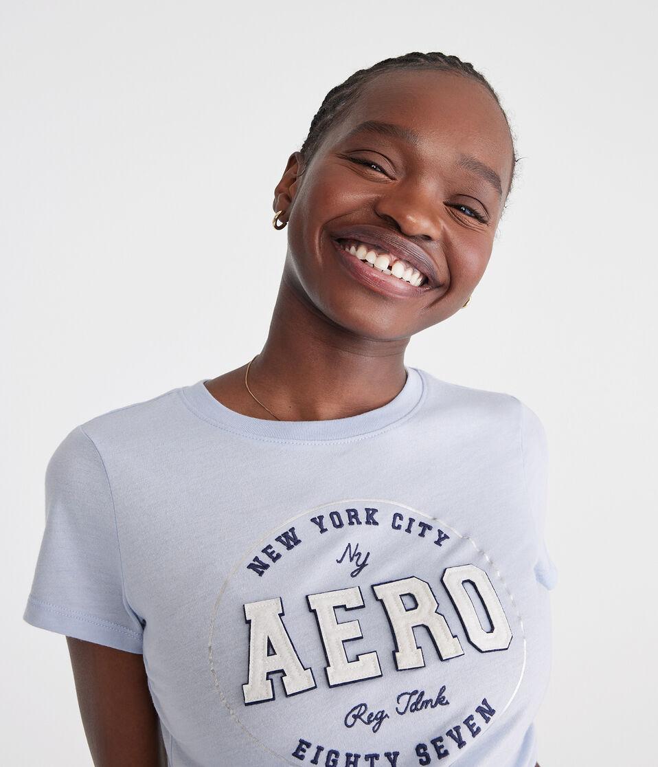 Aéropostale Aero Eighty Seven Foil Appliqué Graphic Tee Spirit Blue