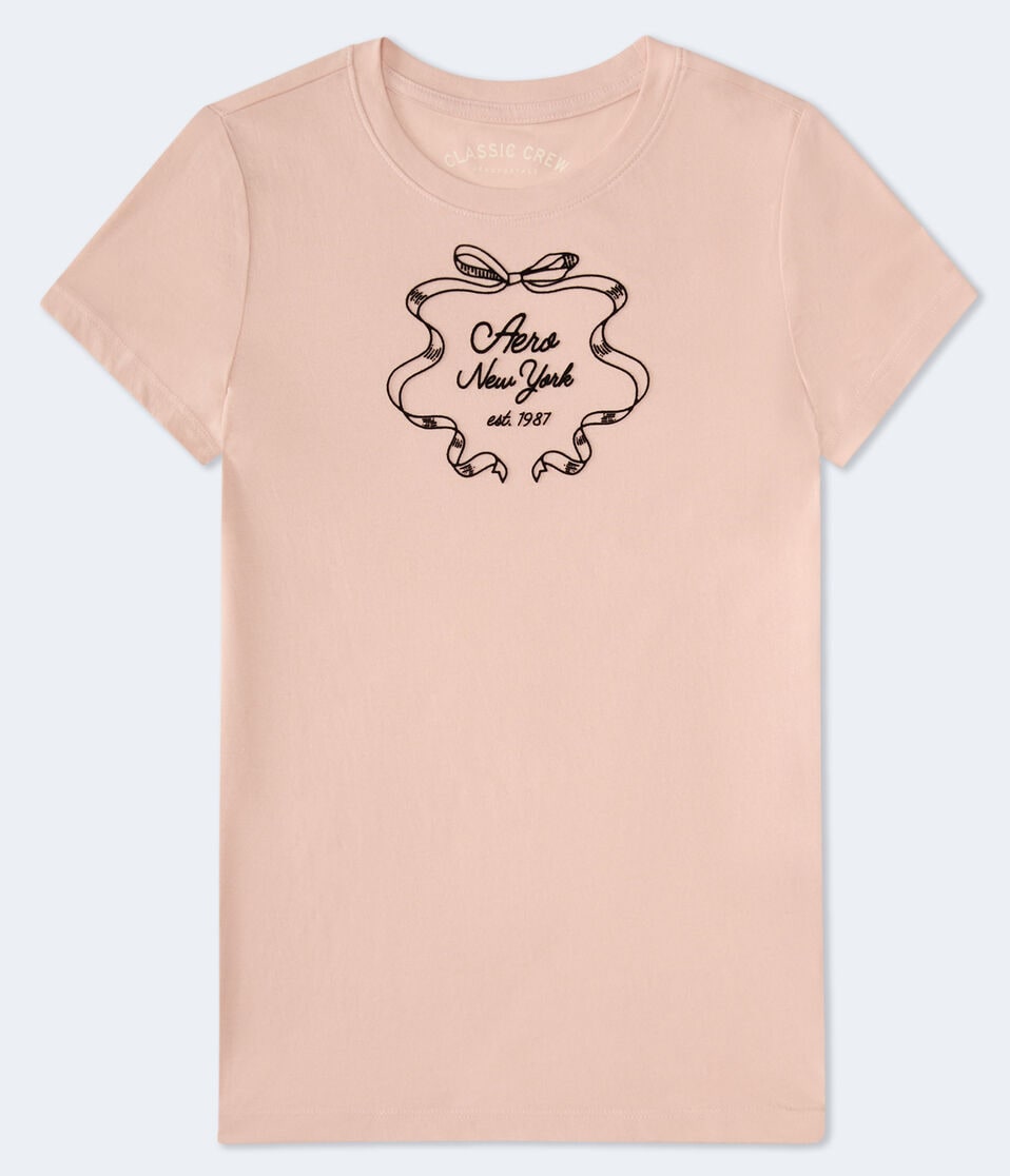 aéropostale Aero New York Ribbon Flocked Graphic Tee pink light