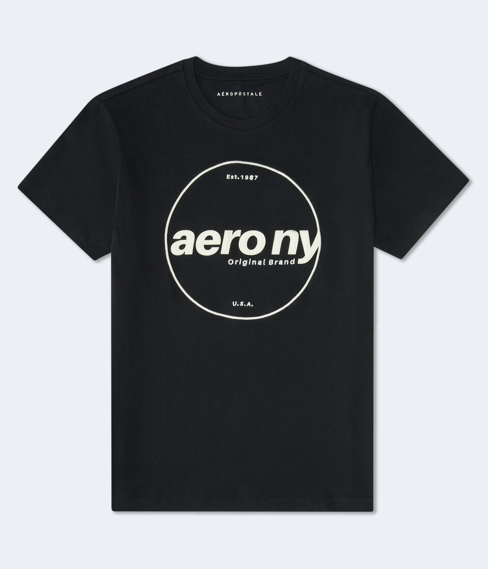 aéropostale Aero NY Circle Appliqué Graphic Tee black fox