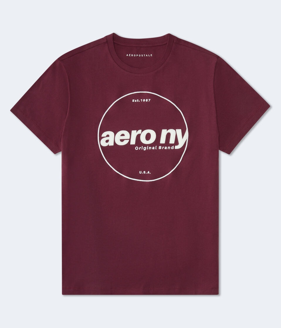 aéropostale Aero NY Circle Appliqué Graphic Tee red bark