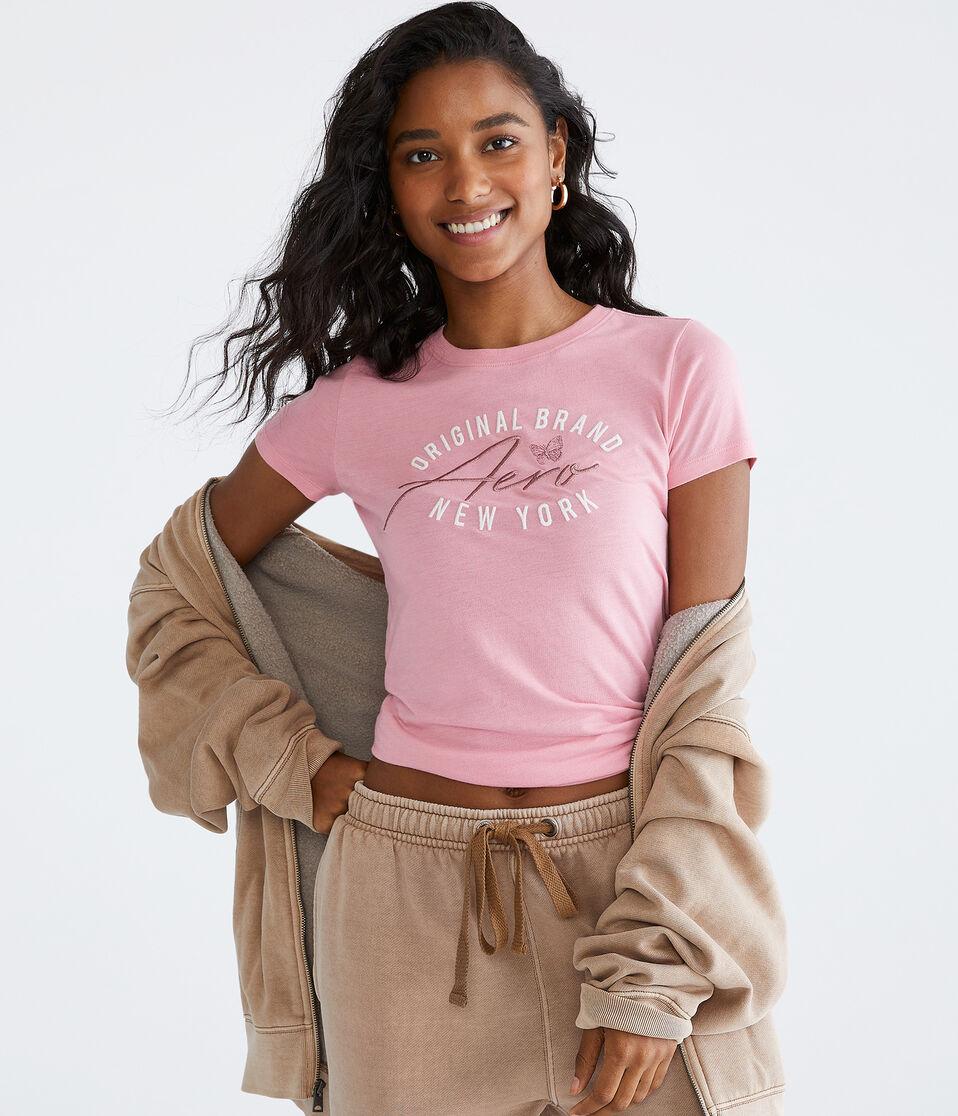 aéropostale Aero Original Brand Butterfly Graphic Tee luscious pink