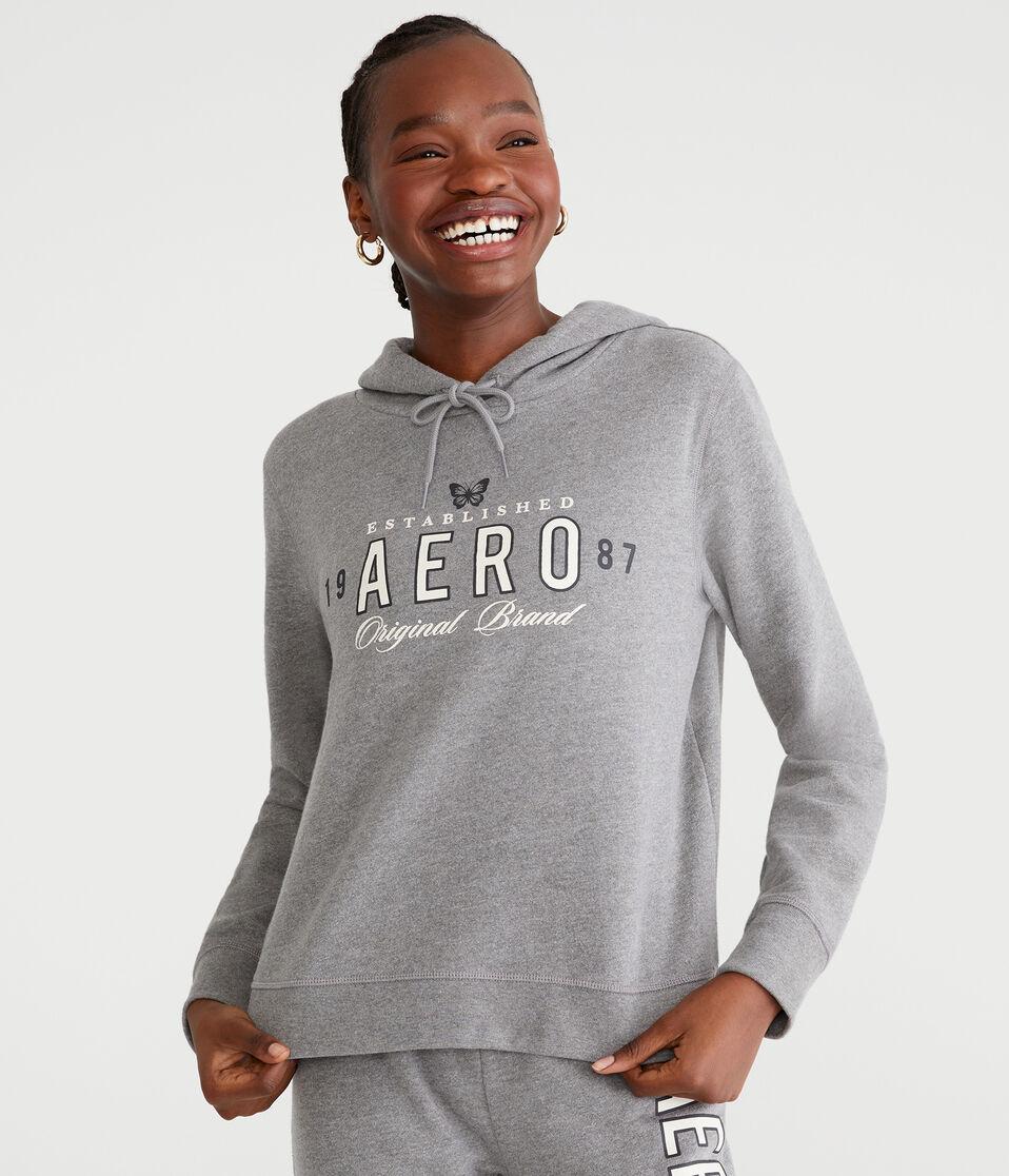 Aéropostale Aero Original Brand Pullover Hoodie Med Hthr Grey