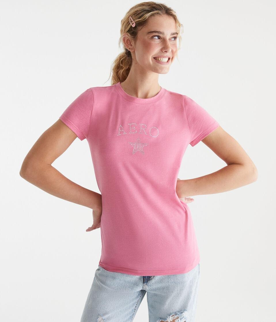 Aéropostale Aero Rhinestone Star Graphic Tee Magenta Haze