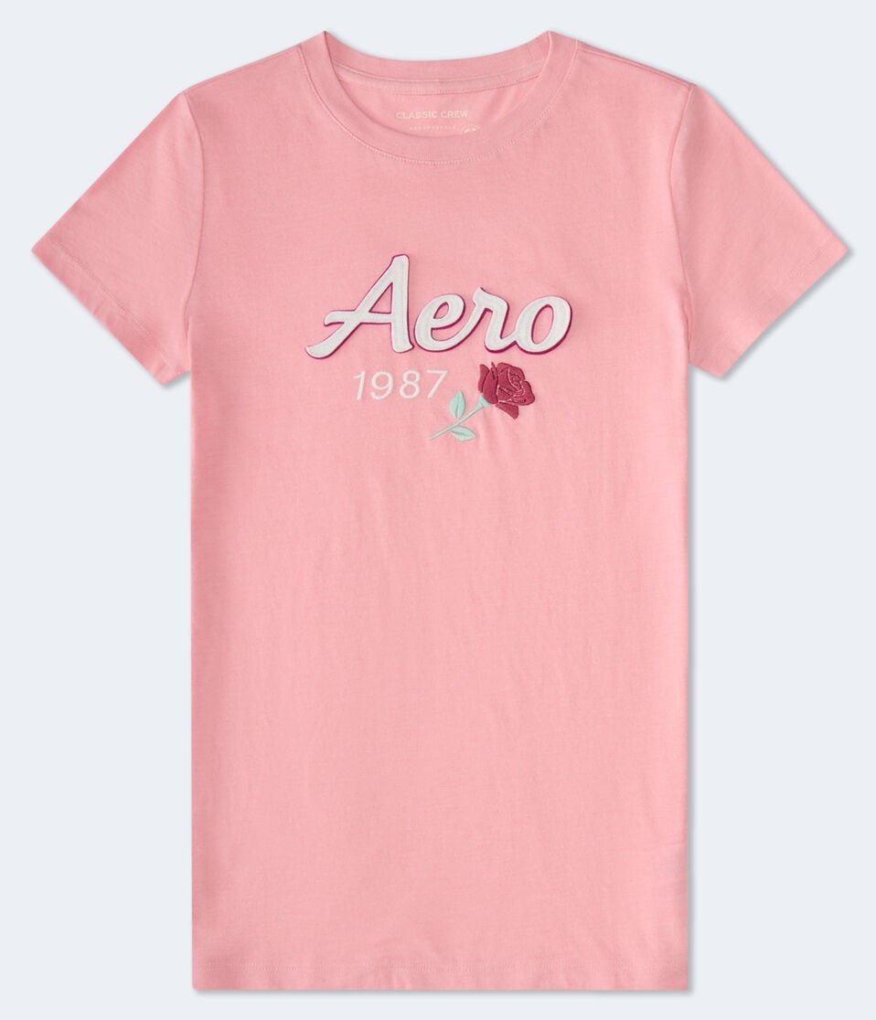 Aéropostale Aero Rose Appliqué Graphic Tee Cali Rose