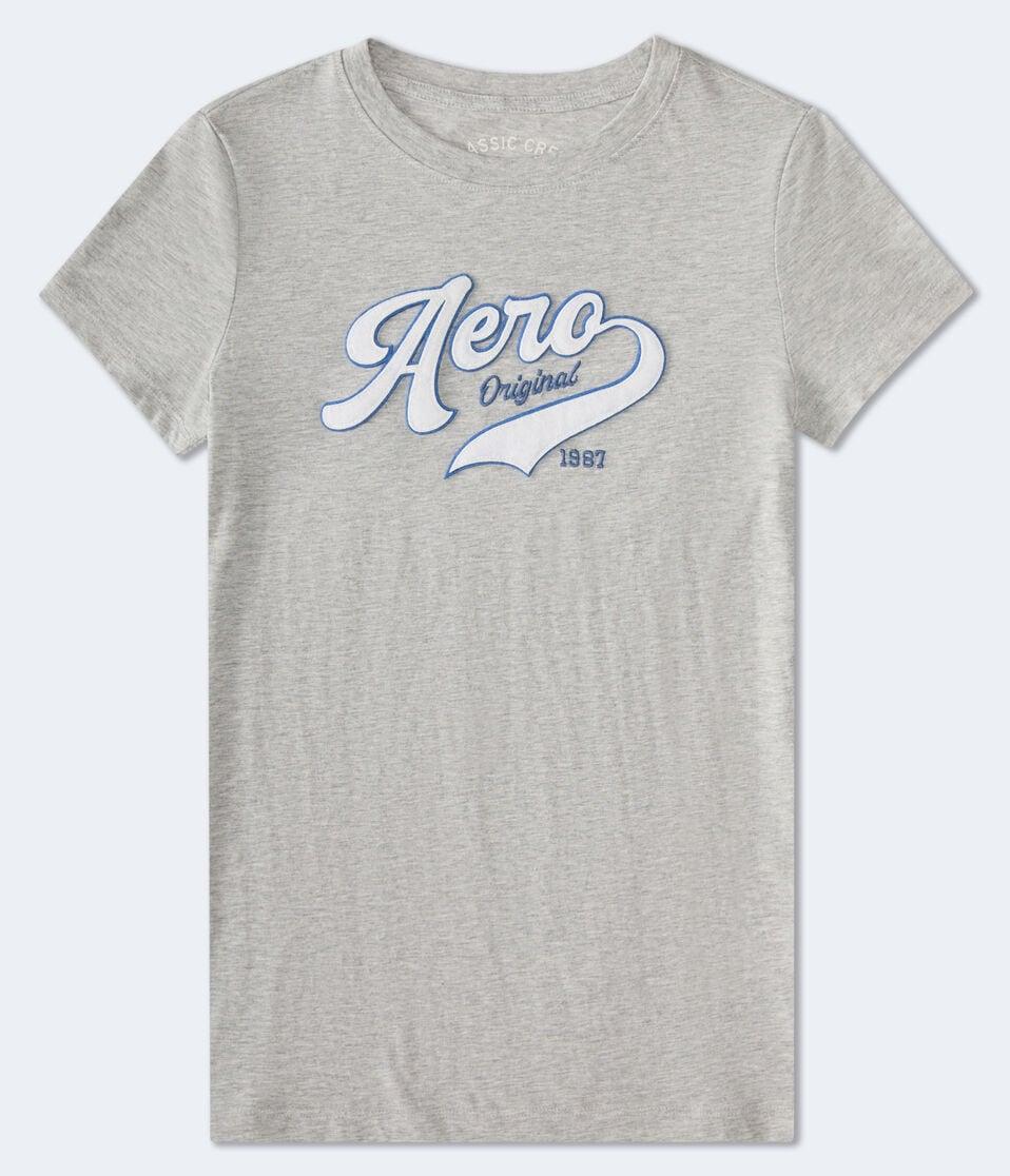 aéropostale Aero Script Appliqué Graphic Tee light heather grey