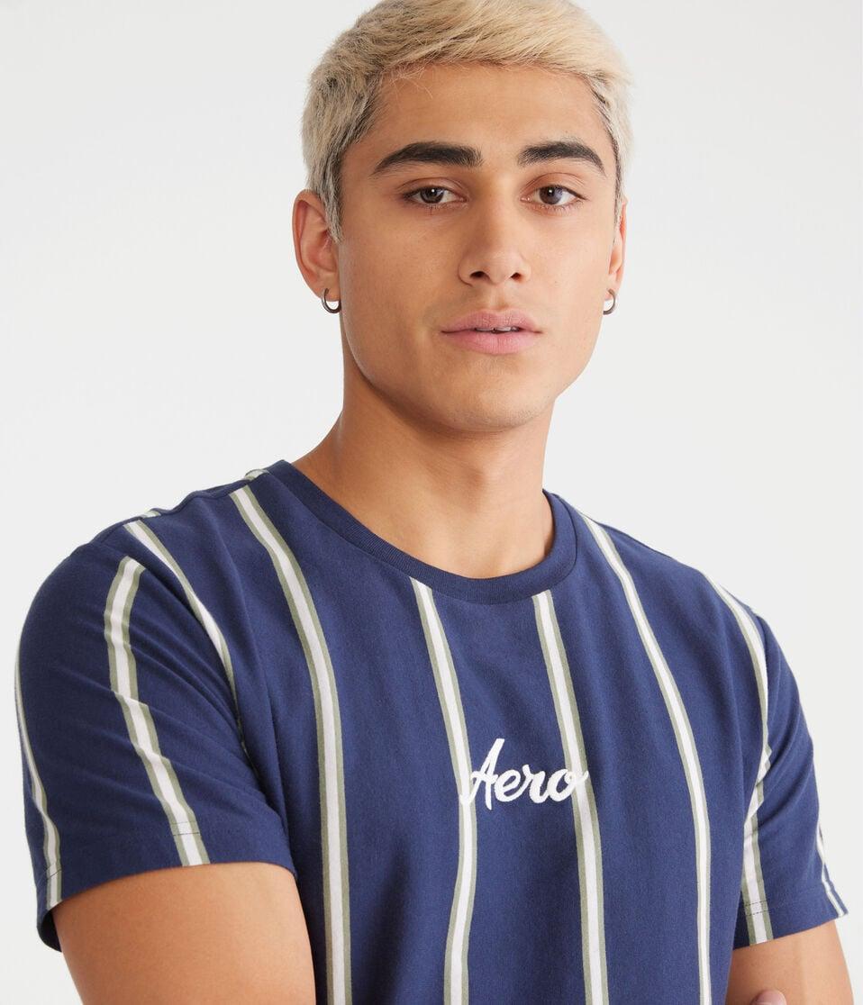 Aéropostale Aero Vertical Stripe Graphic Tee Cadet Navy