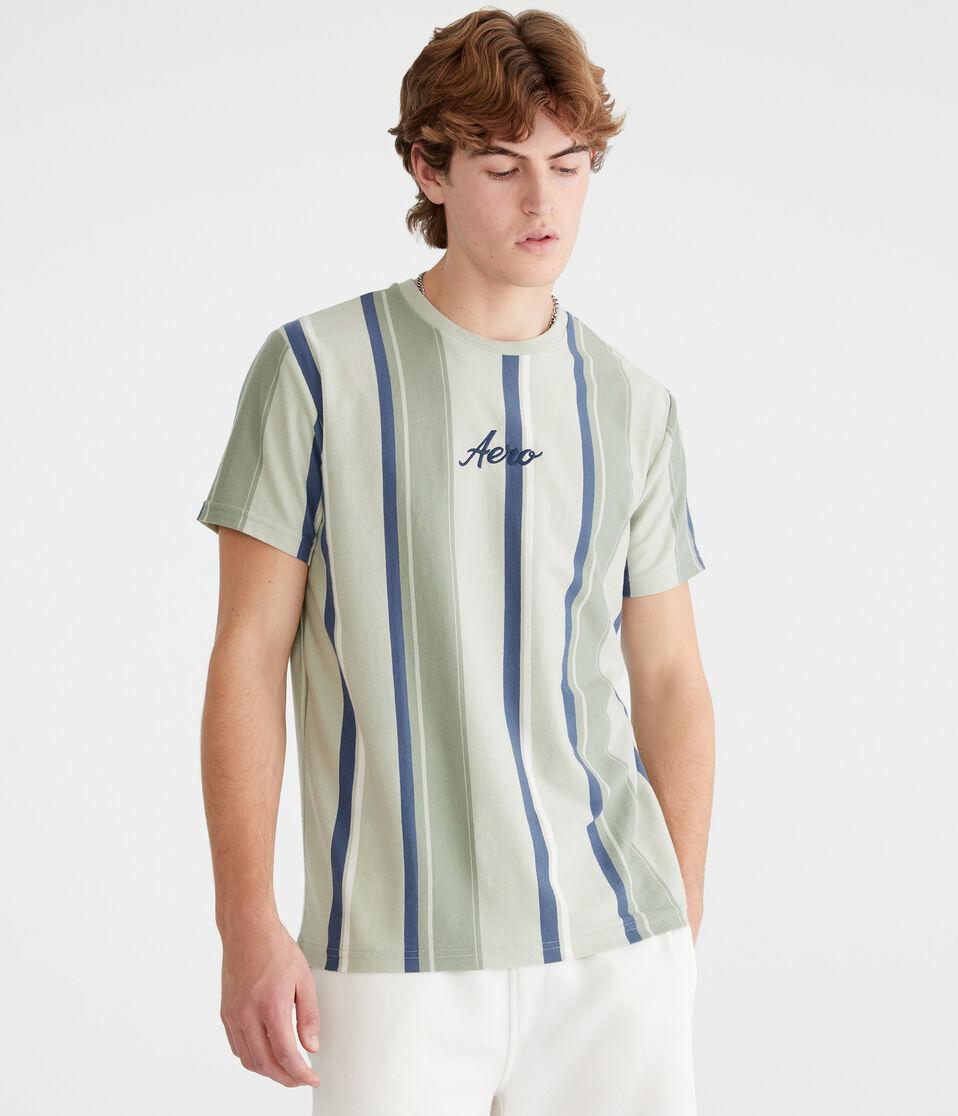 Aéropostale Aero Vertical Stripe Graphic Tee Organic Olive
