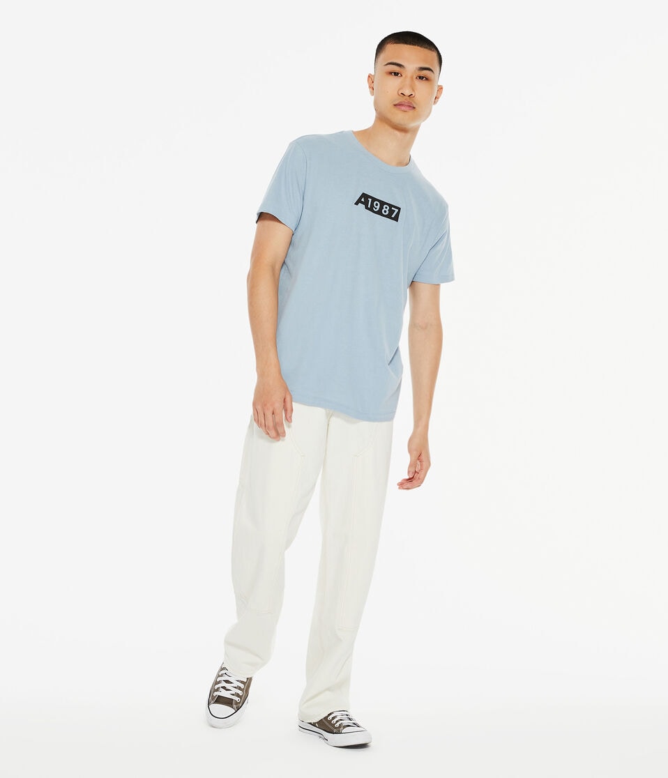 Aéropostale A1987 Box Graphic Tee Stone Sky