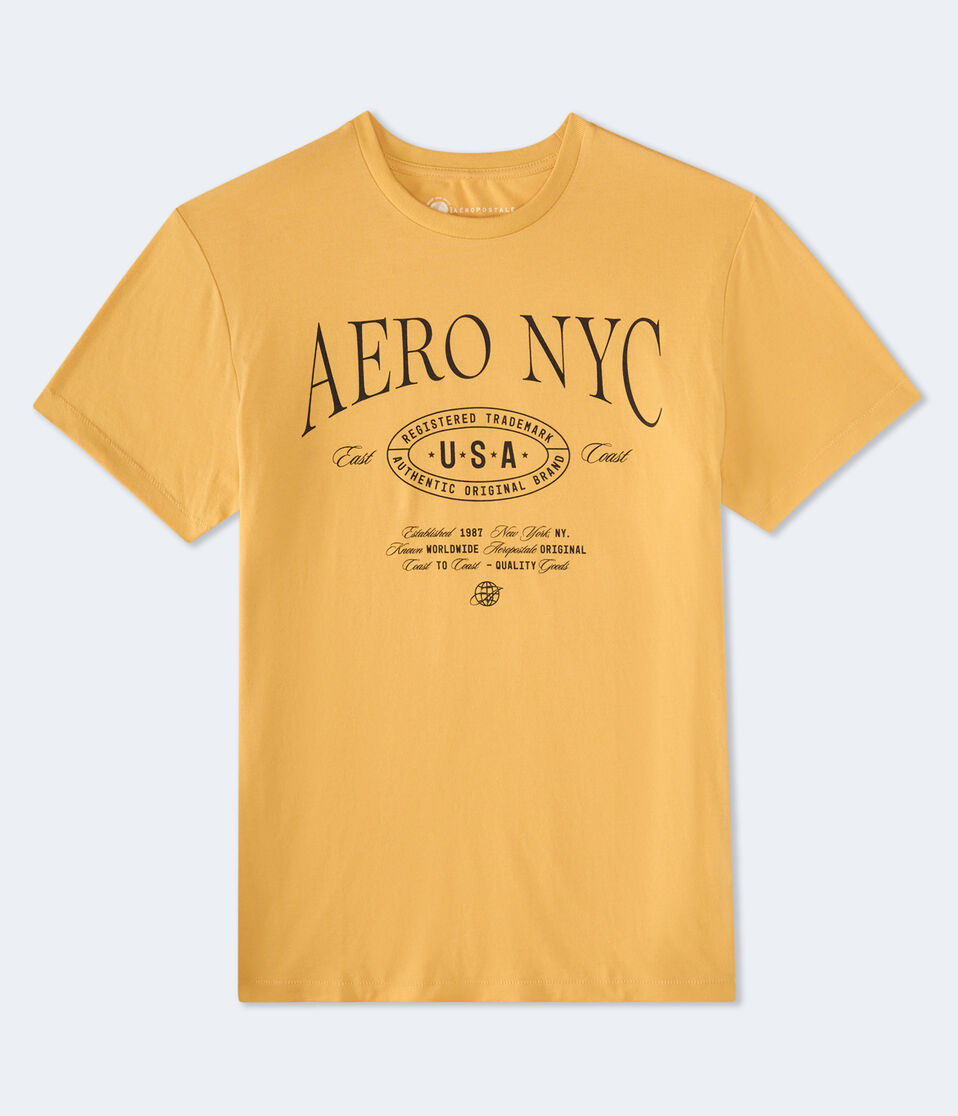 aéropostale Aero NYC Oval Graphic Tee dark yellow