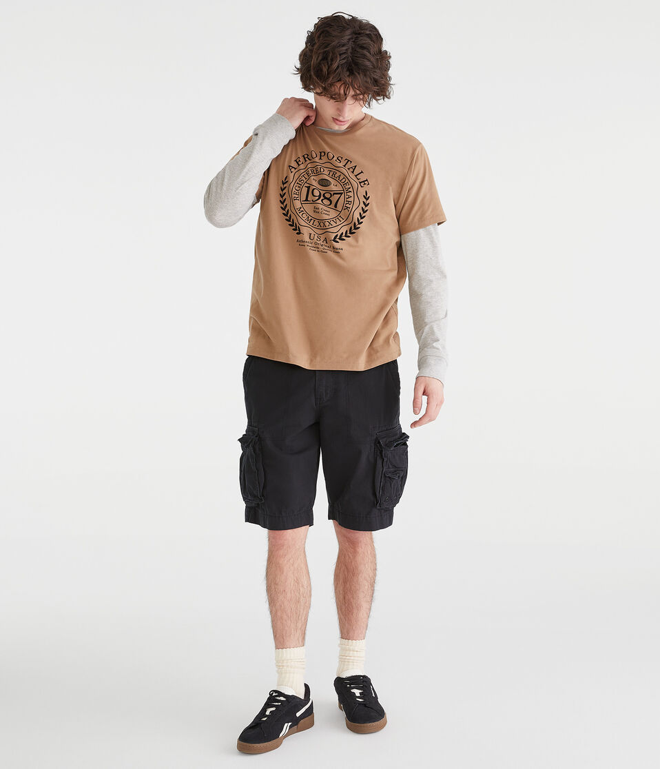 Aéropostale Belted Cargo Shorts 11.5" Black Fox