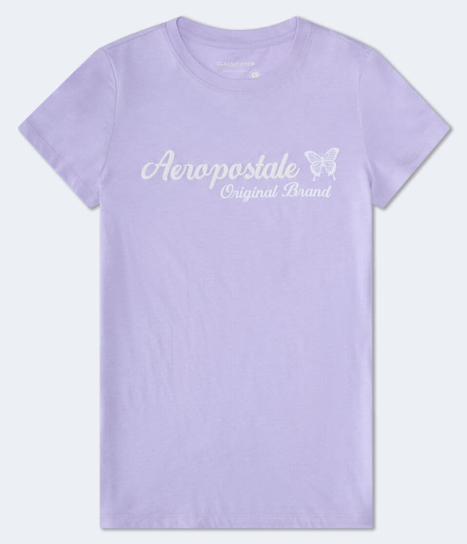 Aéropostale Aeropostale Butterfly Flocked Graphic Tee Lilac Holiday