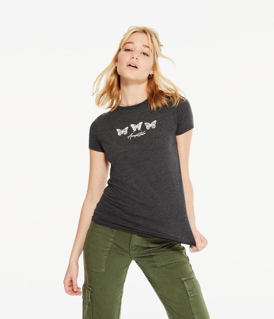 Aéropostale Aeropostale Butterfly Trio Graphic Tee Charcoal Heather Grey