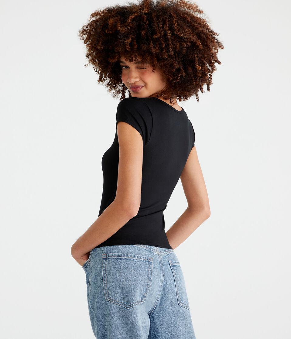 Aéropostale Buttery Soft Notch-Neck Tee Black Fox