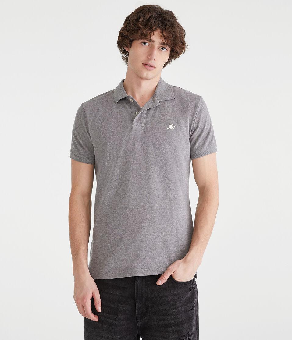 Aéropostale Eco A87 Logo Piqué Polo Med Hthr Grey