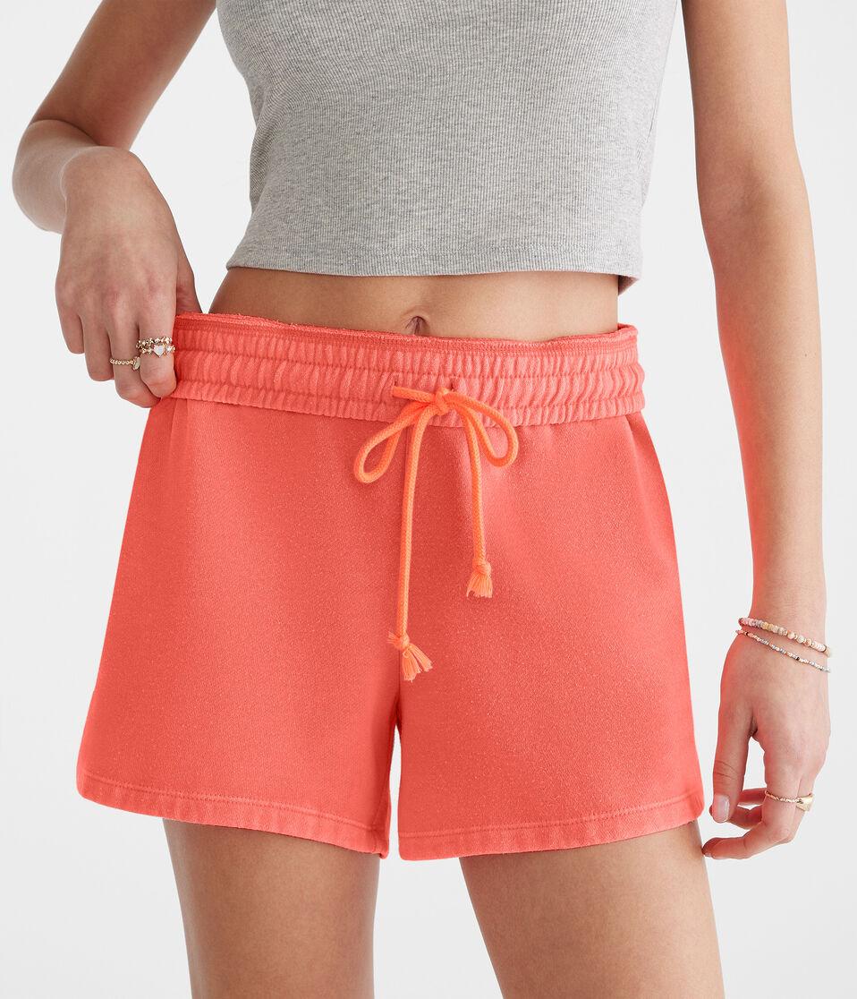 Aéropostale Fleece Slouchy Shorts Coral Flame Neon