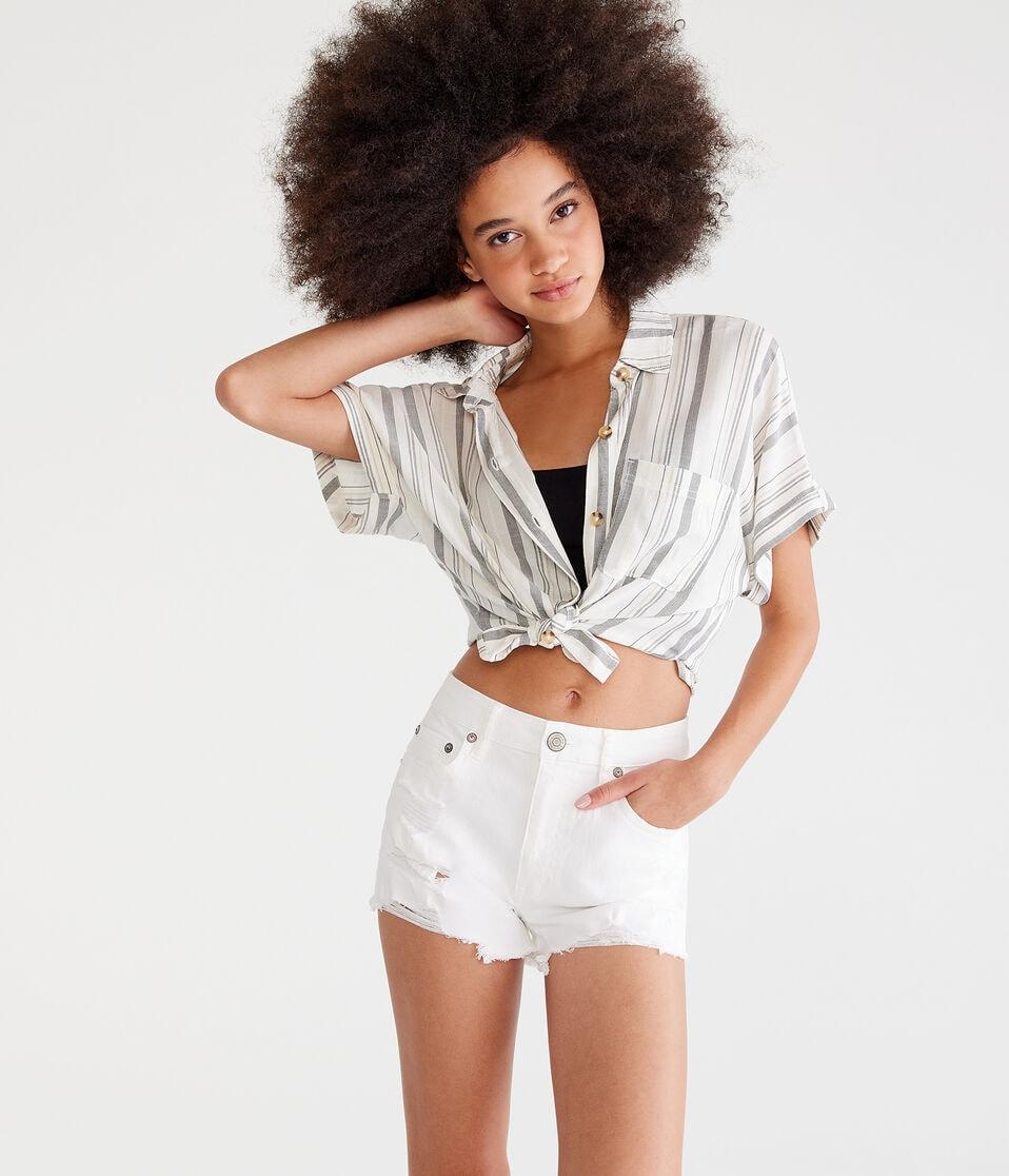 Aéropostale High-Rise Denim Shorty Shorts Bleach
