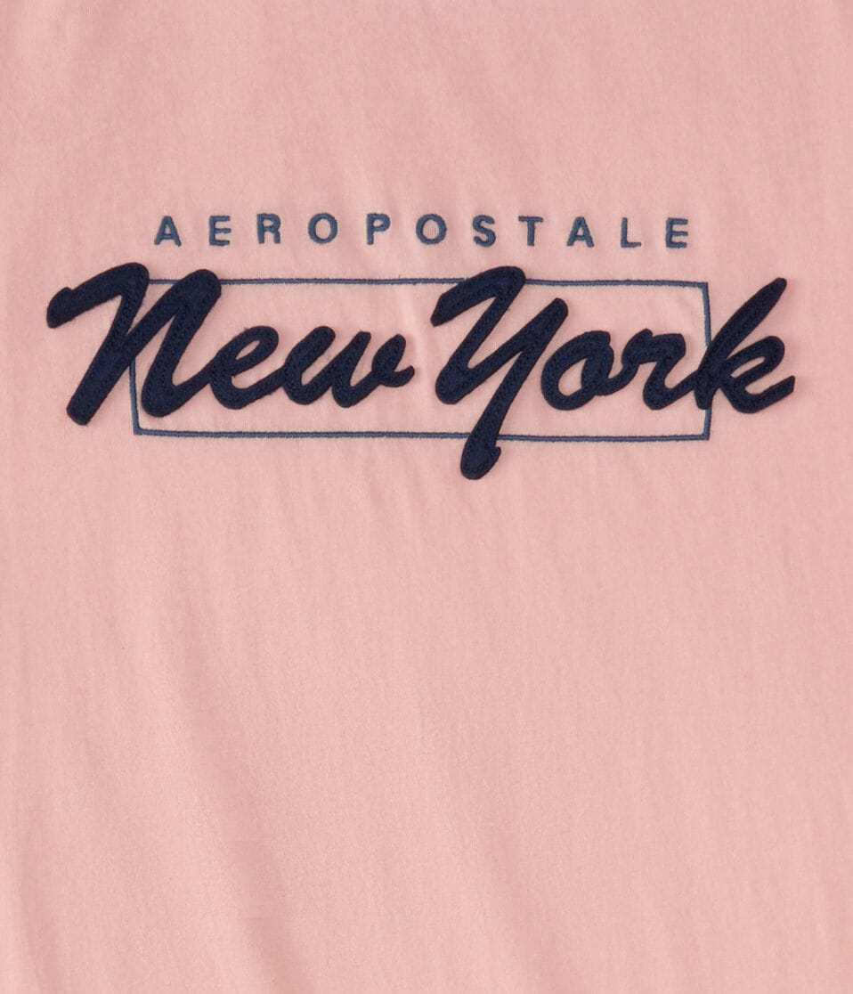 Aéropostale Aeropostale New York Box Logo Appliqué Graphic Tee Pink Tulip