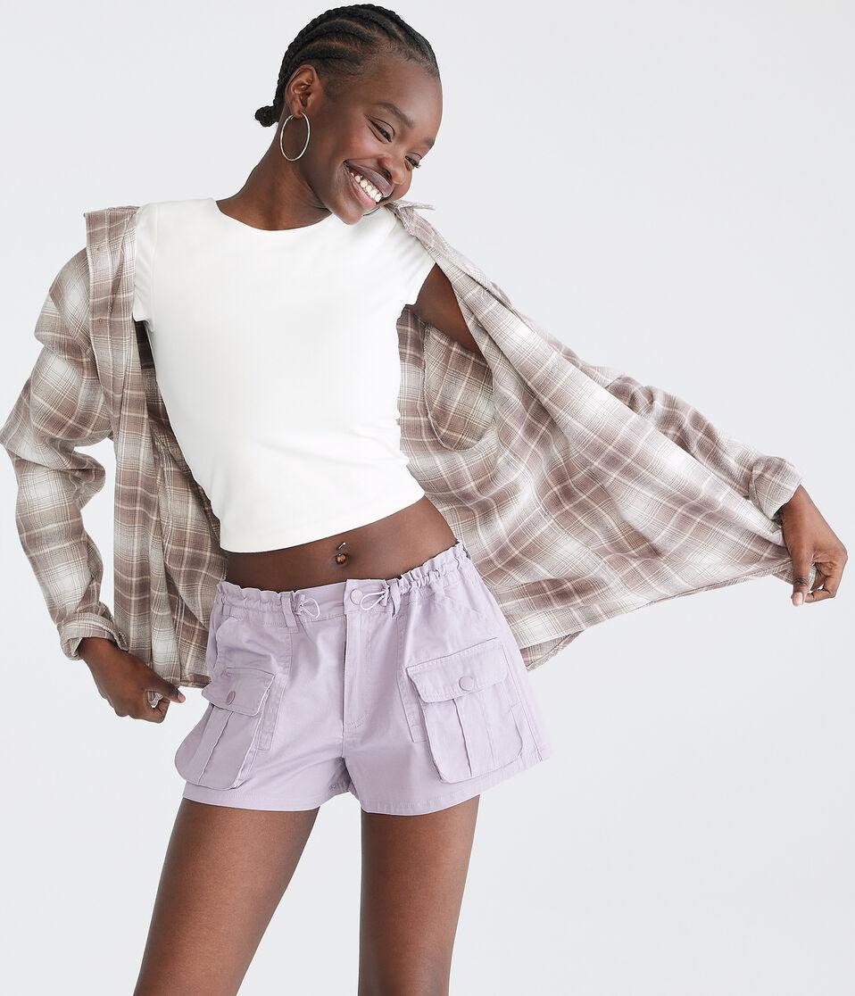 Aéropostale Parachute Cargo Shorts Lavender Escape