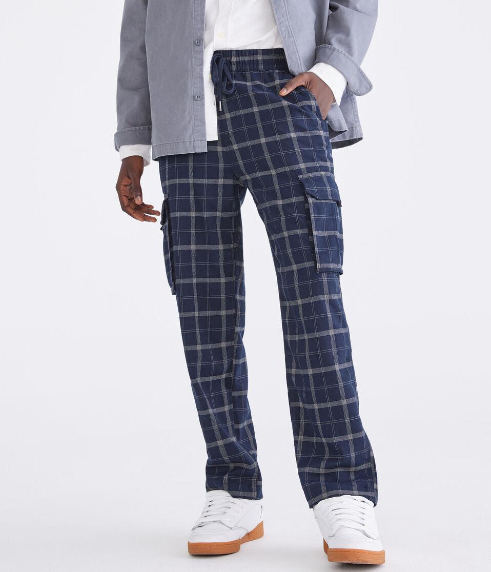 aéropostale Plaid Baggy Cargo Pants black iris