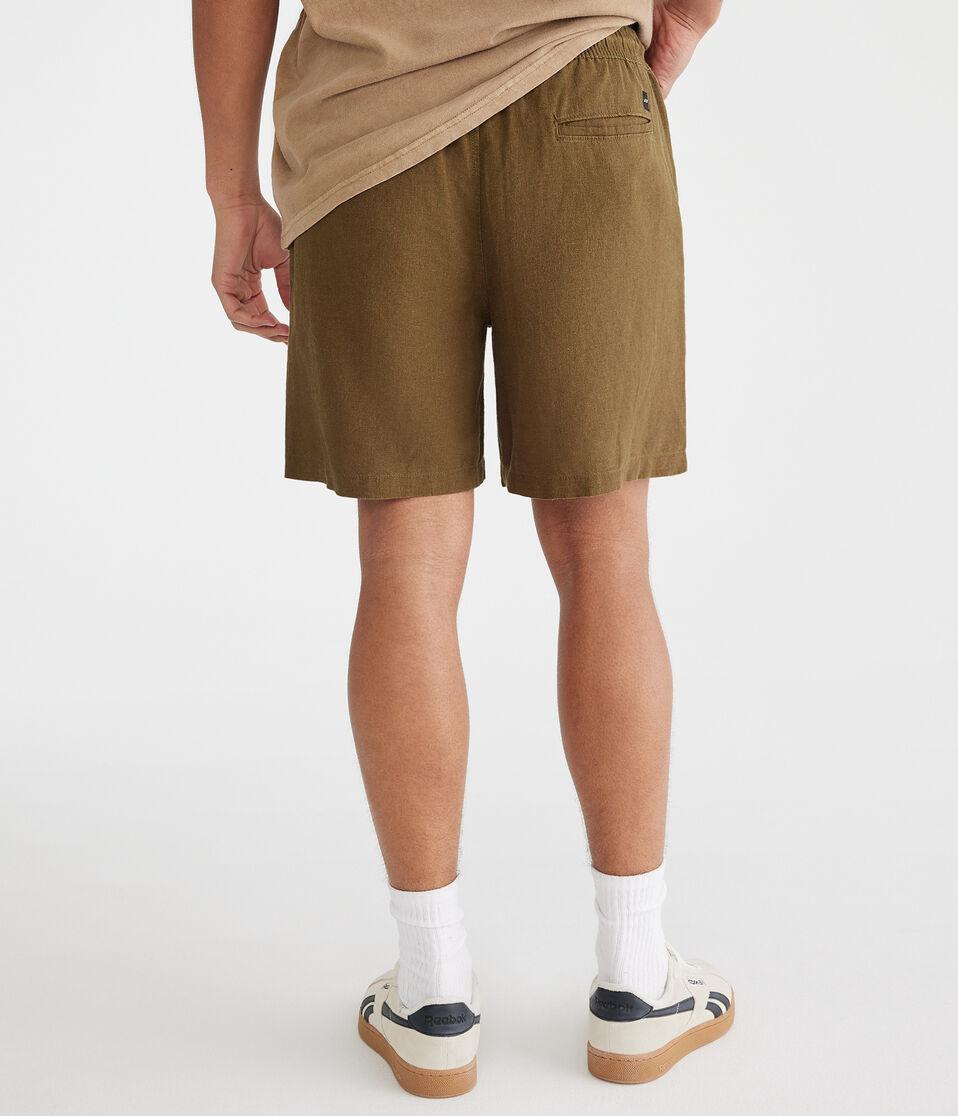 Aéropostale Solid Linen Shorts 7" Eucalyptus