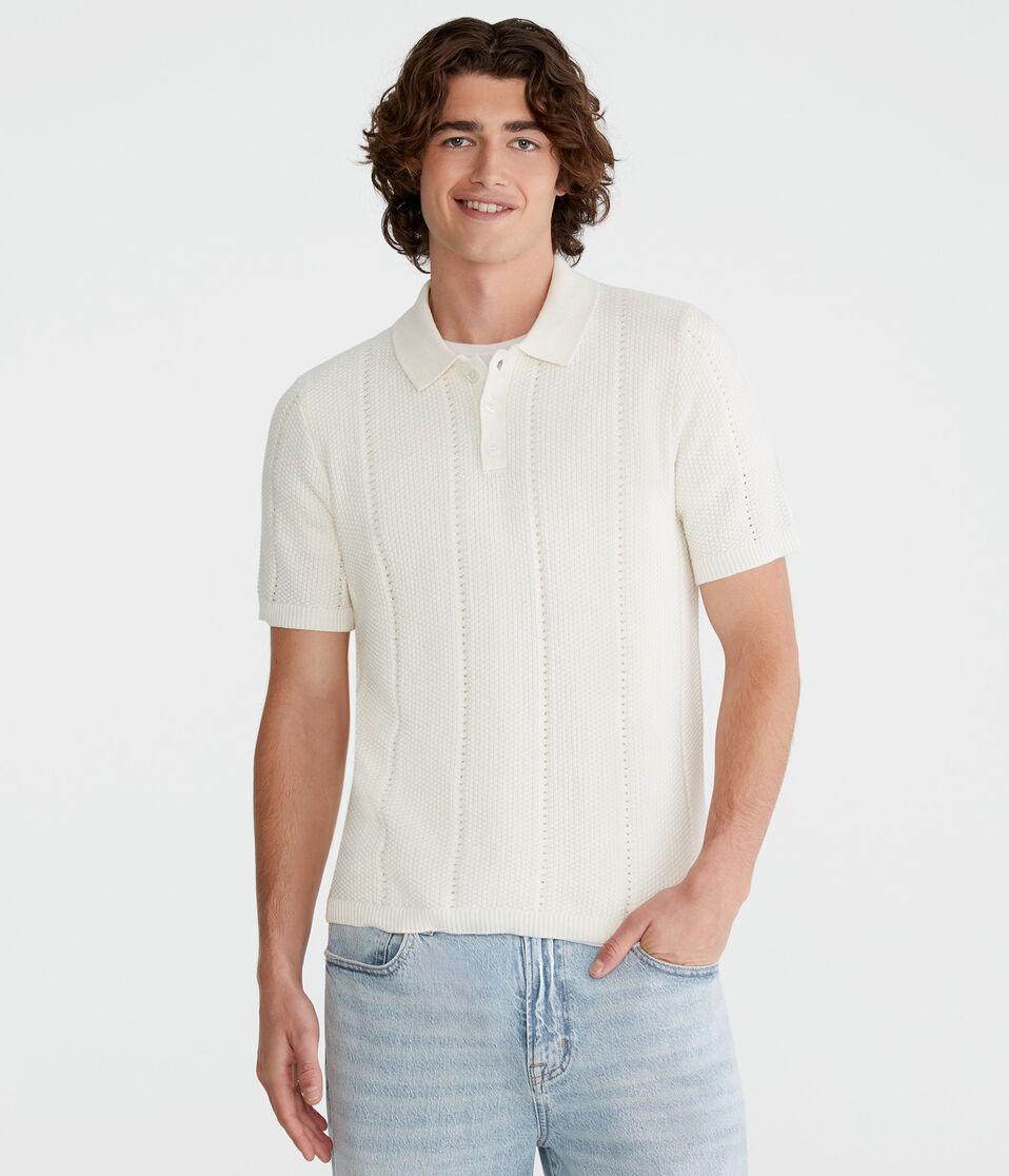 aéropostale Textured Stripe Sweater Polo nude