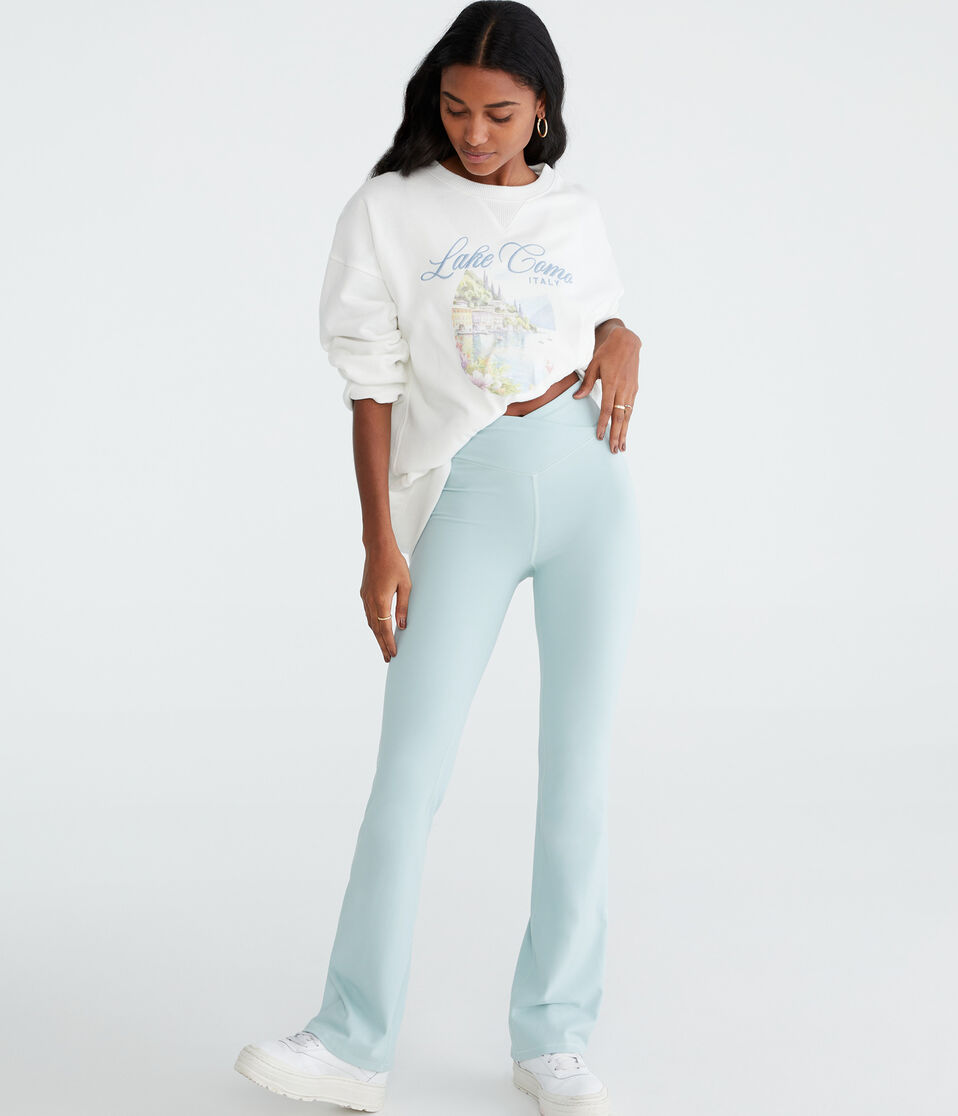 Aéropostale Air Soft High-Rise Crossover Bootcut Leggings Polar Blue