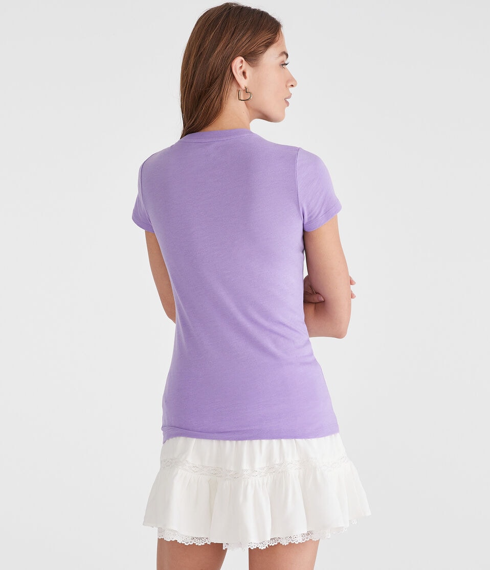 Aéropostale Authentic Butterfly Logo Appliqué Graphic Tee Washed Raspberry