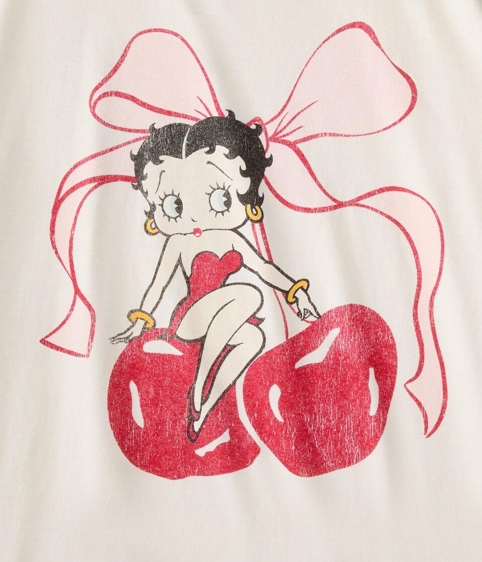 Aéropostale Betty Boop Cherries Oversized Graphic Tee Cream