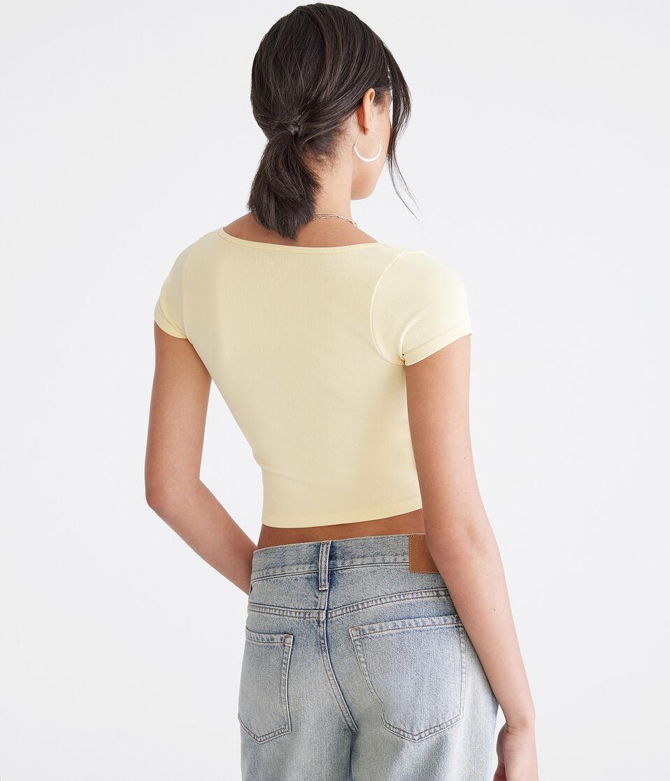 Aéropostale Buttery Soft Cropped Cinch-Front Tee Sunburst