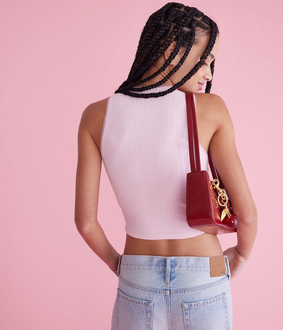 Aéropostale Cherry Coke Cropped Scoop-Neck Tank Peach Whip