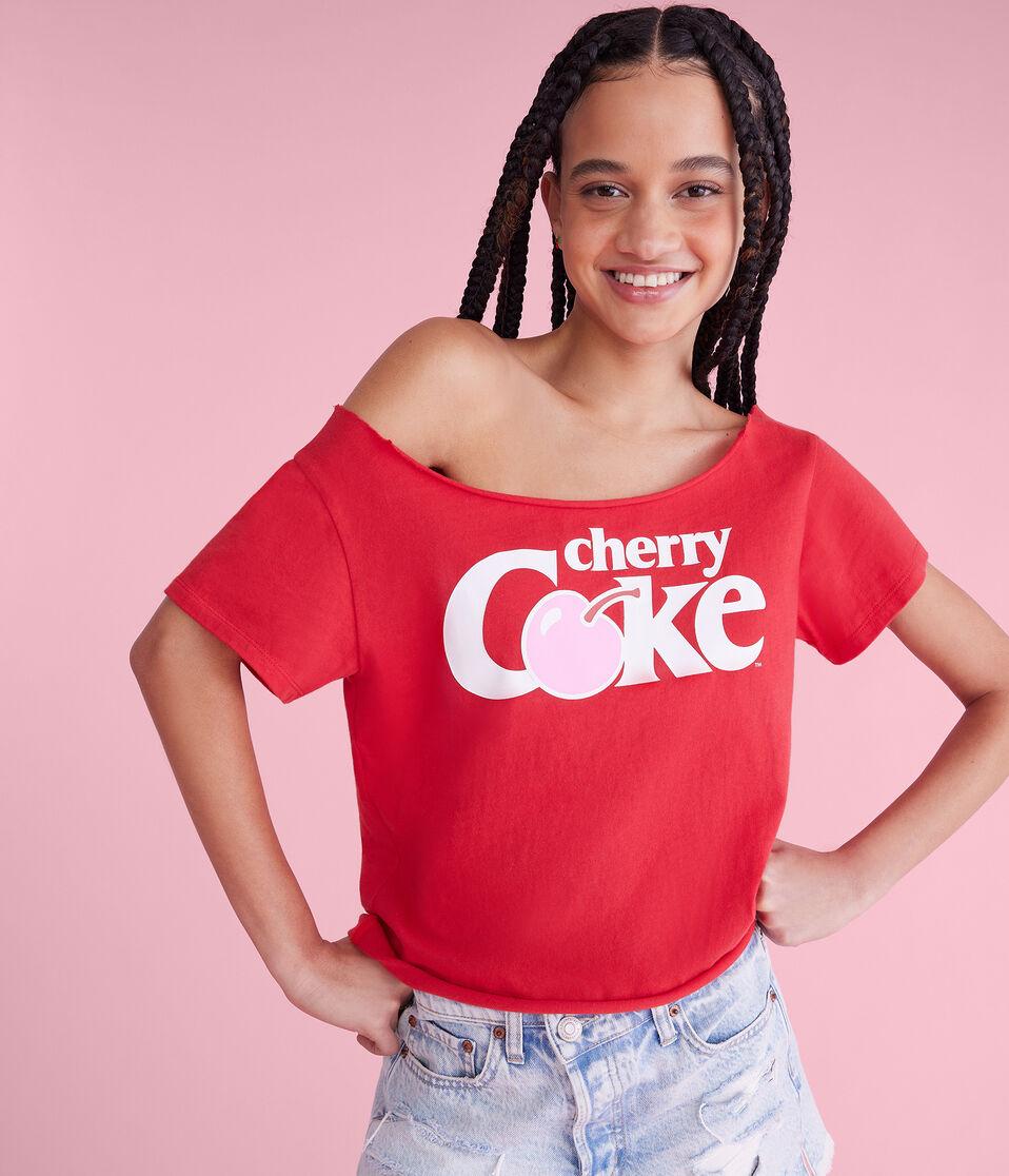 aéropostale Cherry Coke Off-The-Shoulder Graphic Tee red