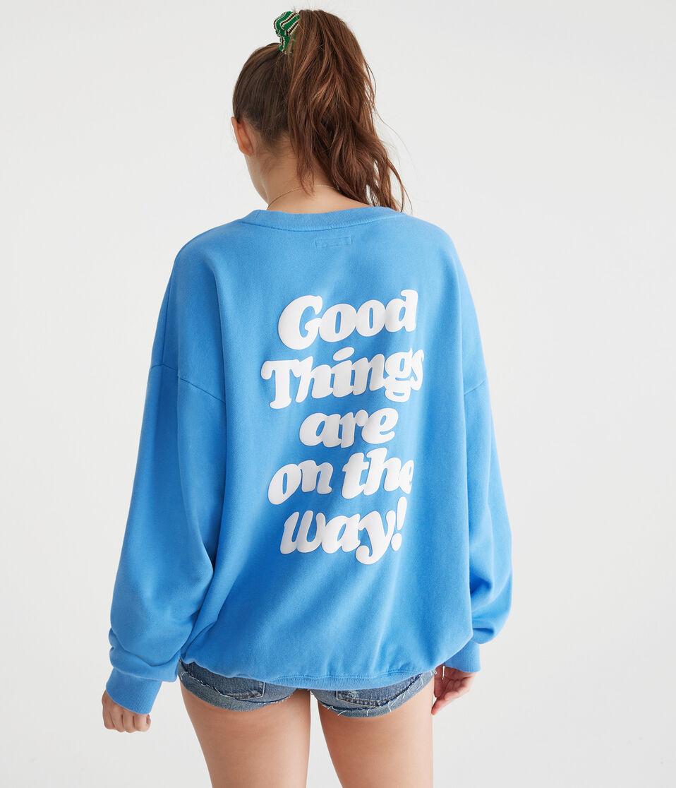 Aéropostale Cloud Soft Good Things Crew Sweatshirt Princess Blue