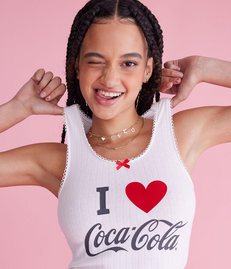 Aéropostale Coca-Cola Love Cropped Scoop-Neck Tank White