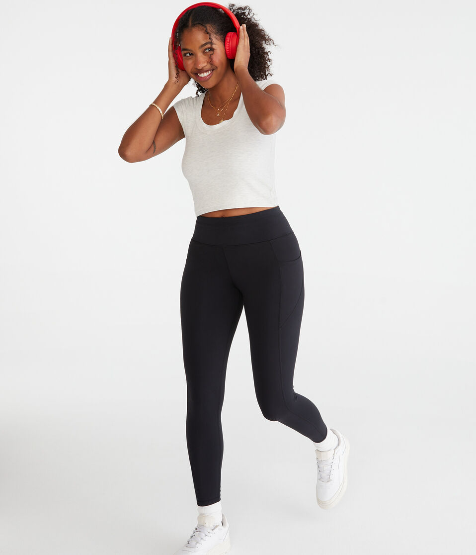 Aéropostale Curvy Air Soft Ultra High-Rise Pocket Leggings Black Fox