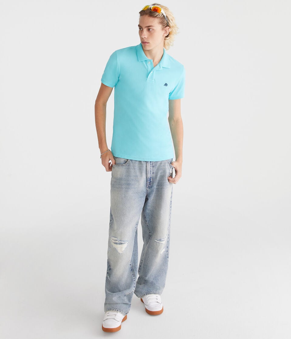 Aéropostale Eco A87 Logo Piqué Polo Turquoise Delight