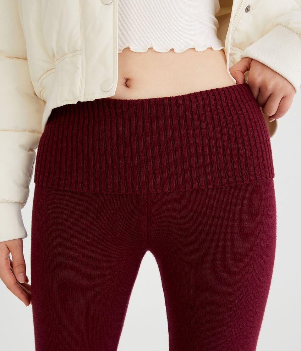 Aéropostale Flare Mid-Rise Fold-Over Sweater Pants Burgundy