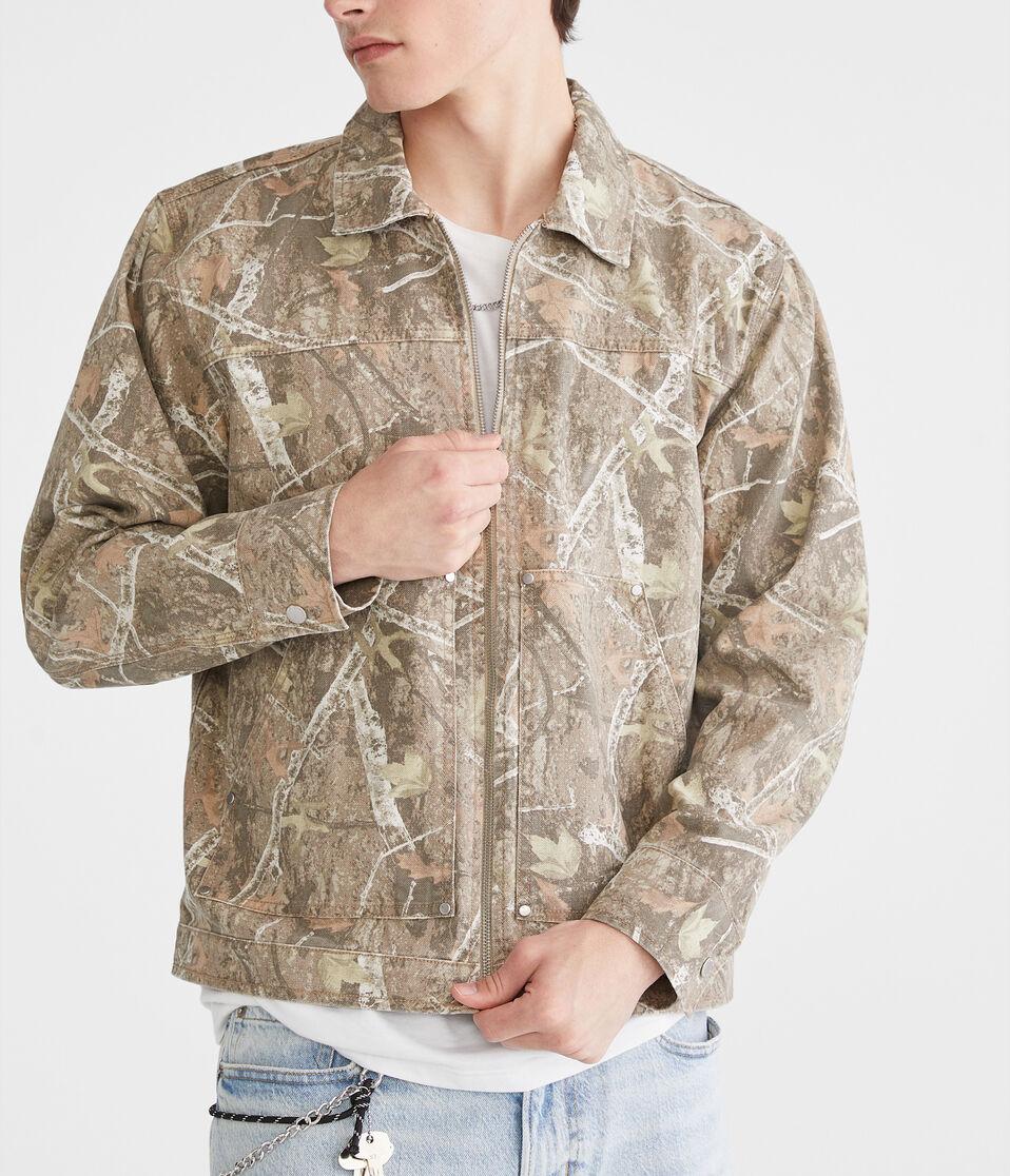 Aéropostale Forest Camo Canvas Mechanic Jacket Frosted Almond