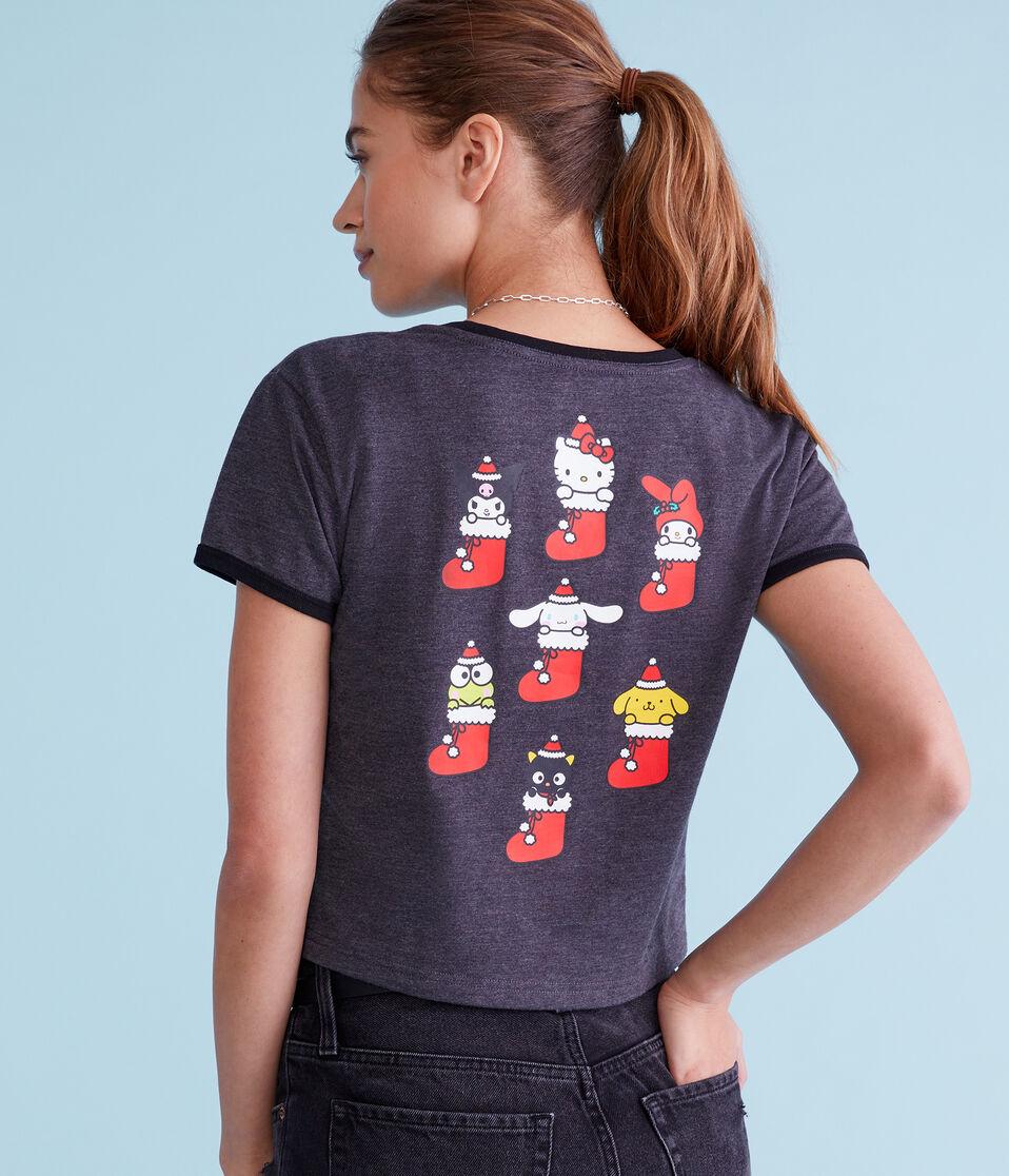 aéropostale Hello Kitty Santa Ringer Baby Tee charcoal heather grey