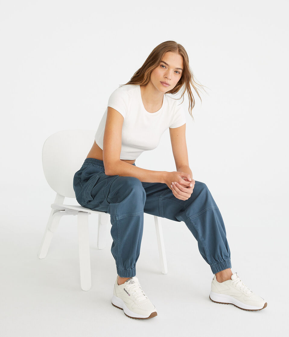 Aéropostale High-Rise Twill Cargo Joggers Tucson Teal