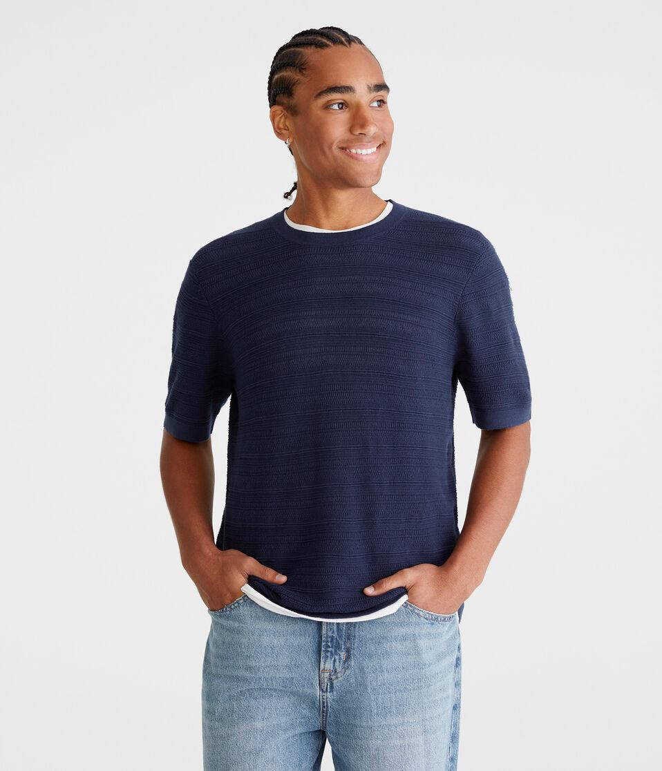 aéropostale Horizontal Textured Stripe Sweater Tee hazy indigo